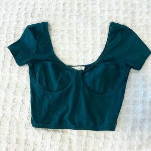 Pacsun LA Hearts Green Short Sleeve Crop Top